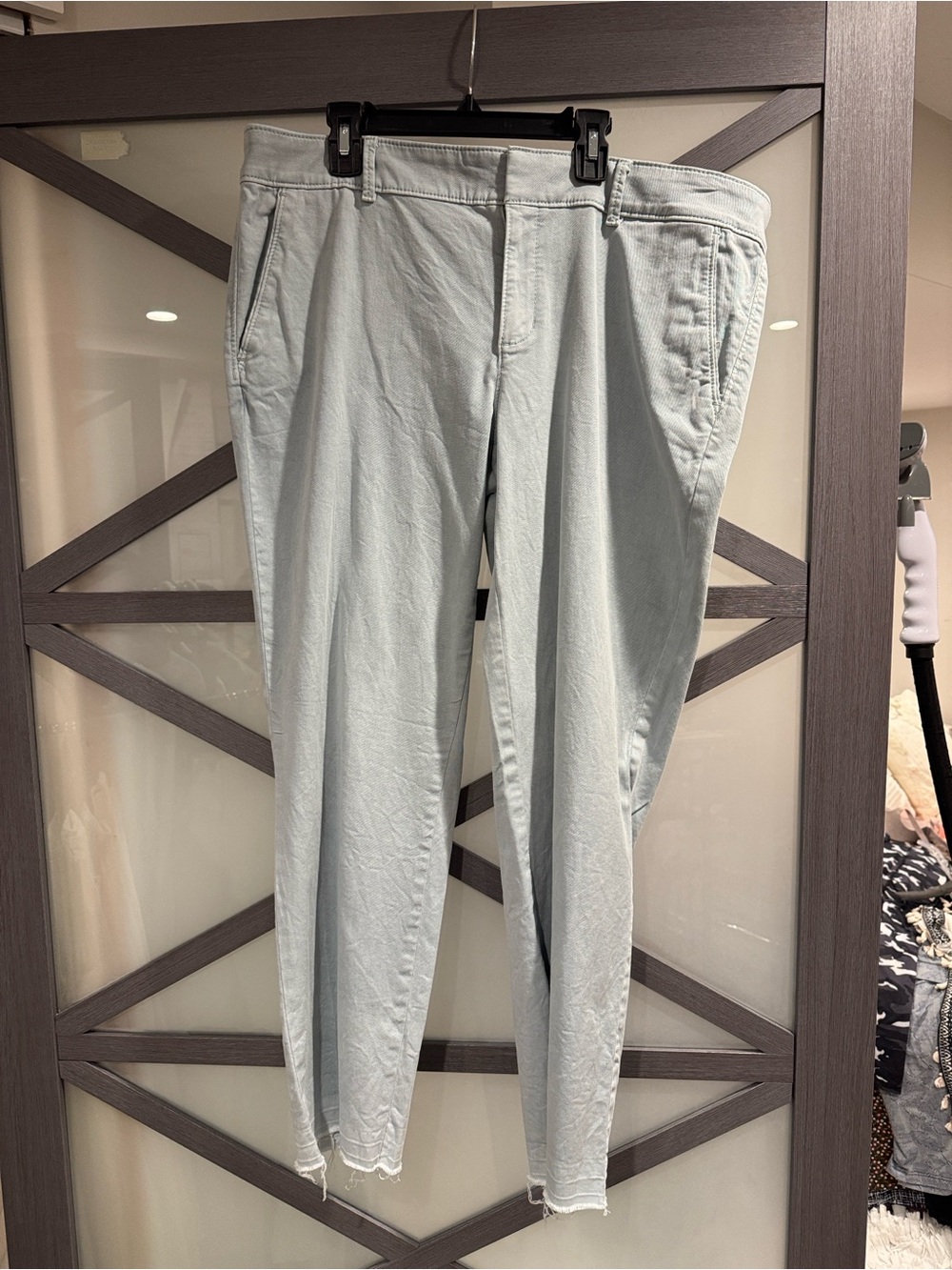 LOFT Light Blue Marisa Capris Raw Hem Size 12